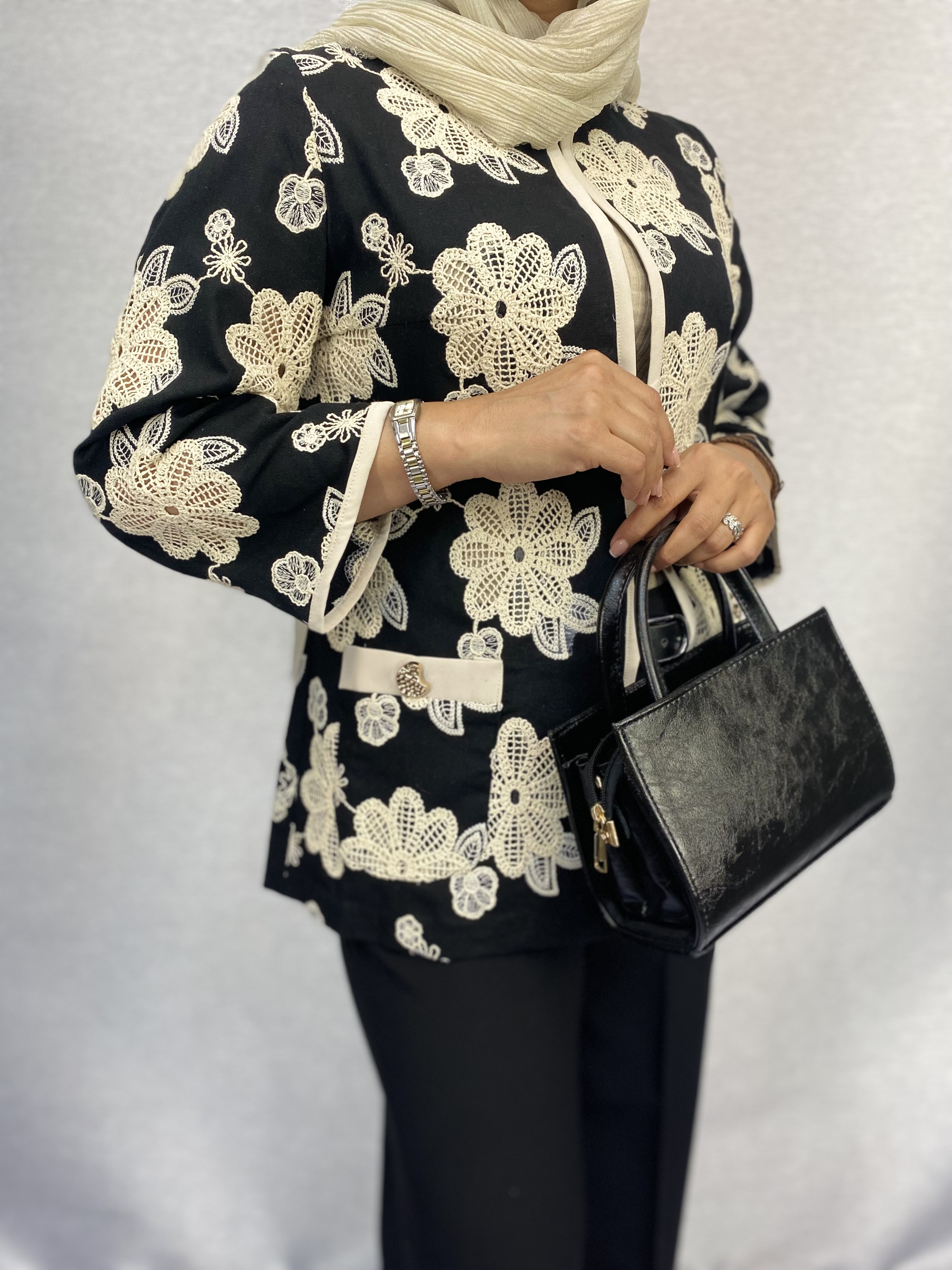 کت لینن زنانه مجلسی قلاب بافی