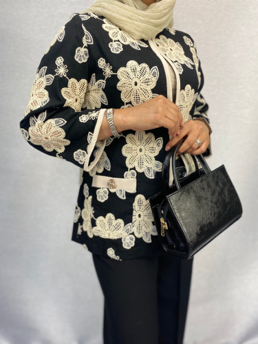 کت لینن زنانه مجلسی قلاب بافی